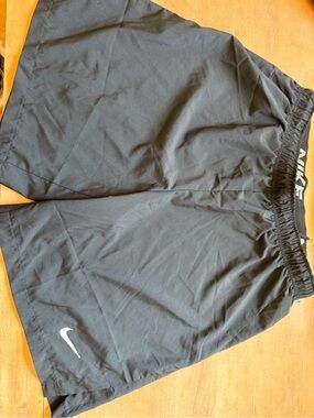 Nike Black Athletic Shorts with White Swoosh